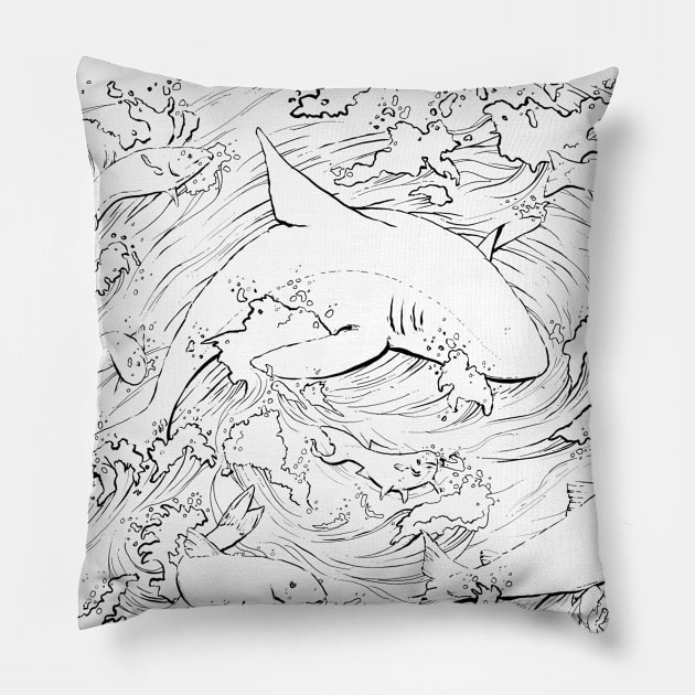 Shark Jump Pillow by J.S. Lange