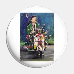 Retro Scooter, Classic Scooter, Scooterist, Scootering, Scooter Rider, Mod Art Pin