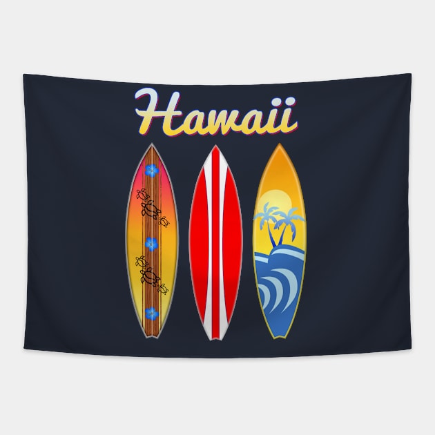 Surfboards Hawaii Islands Tapestry by macdonaldcreativestudios