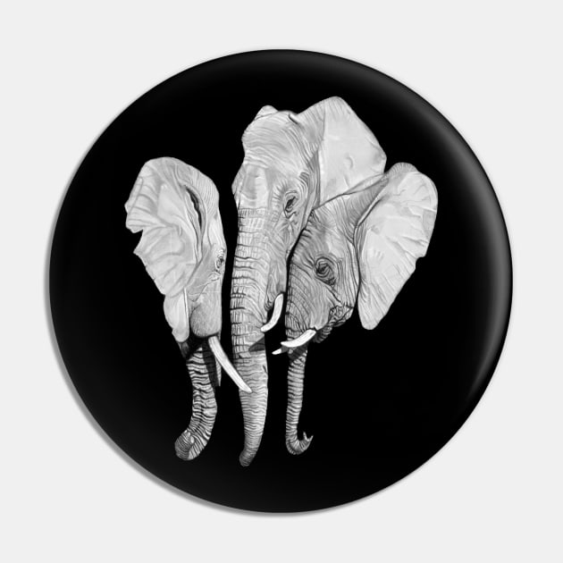 Elephant family Pin by IslesArt