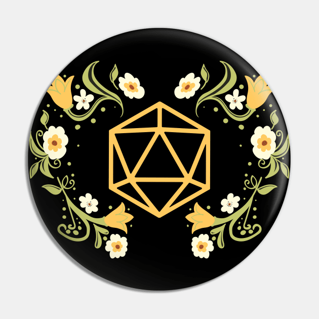 Plant Lovers Polyhedral D20 Dice Tabletop RPG Pin by pixeptional