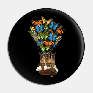 German Shepherd Dog Butterfly Hot Air Balloon Pin