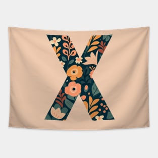 Whimsical Floral Letter X Tapestry