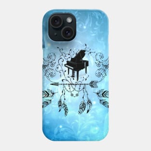 Piano with feathers, clef and key notes Phone Case