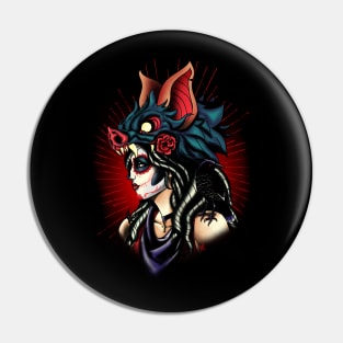 Traditonal Sugur skull girl Pin