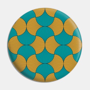 Gold and Teal Vintage Geometric Scales Pin