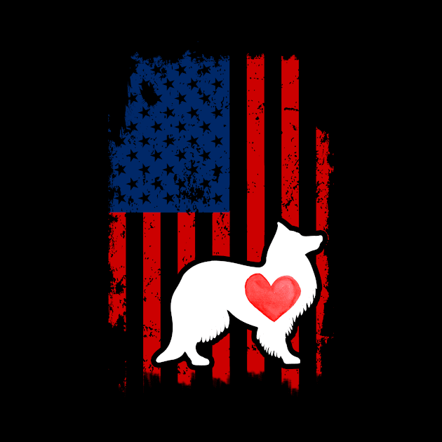 Sheltie Merica Usa American Flag by DollochanAndrewss