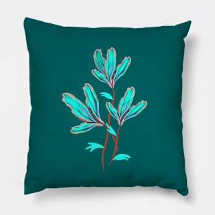 Fluorescent blue flowers Pillow