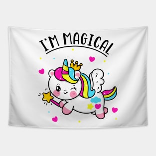 Magical Cute Chibi Unicorn Girl Tapestry