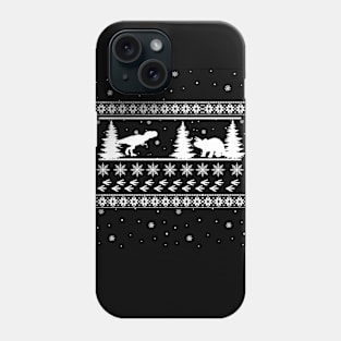 Winter Christmas Pattern With Dinosaurs Phone Case