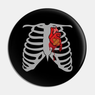 Halloween Costume Ribcage Bleeding Heart Funny Spooky Scary Skeleton Gift Pin