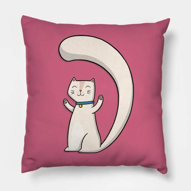 Happy White Cat Pillow by Drawn to Cats