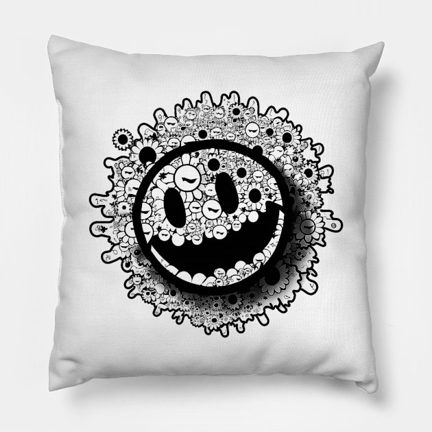 Acid Smiley Outline Pillow by Trendy Tshirts