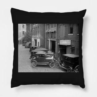 Auto Sales and Service, 1926. Vintage Photo Pillow