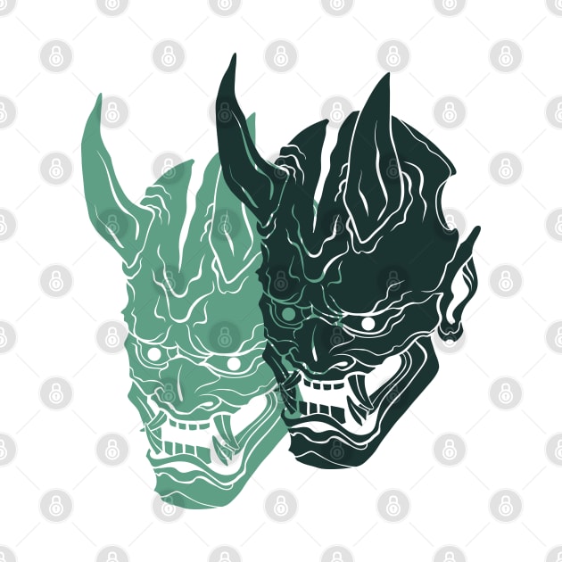 The Double Oni Mask - Yabisan - Vector Style by Yabisan_art