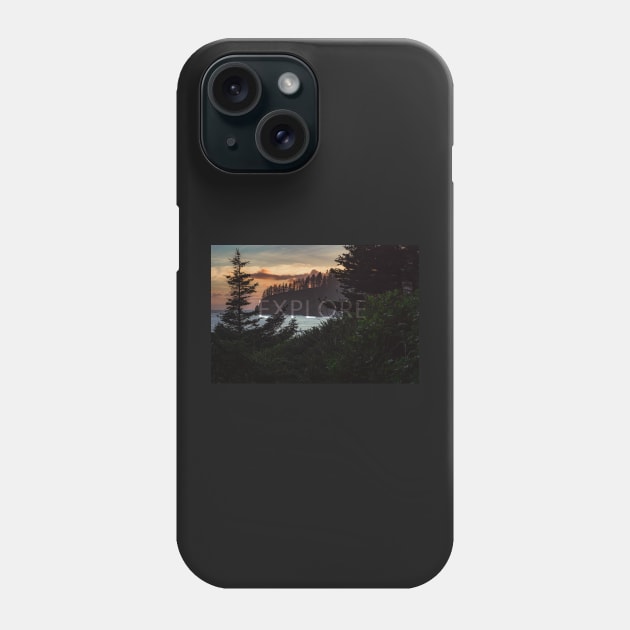 Explore; Pacific Northwest Beach Sunset Phone Case by Robtography