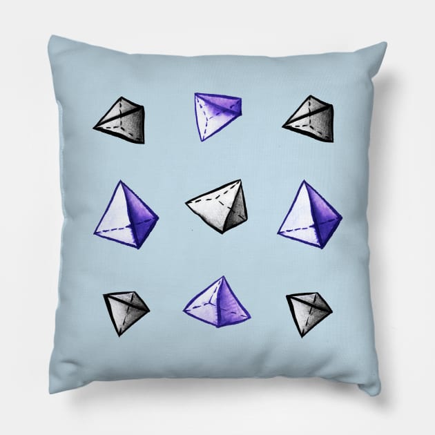 Geometric Watercolor Pyramid Pattern Pillow by Boriana Giormova