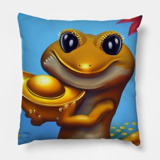 Gecko hold gold ingot Pillow