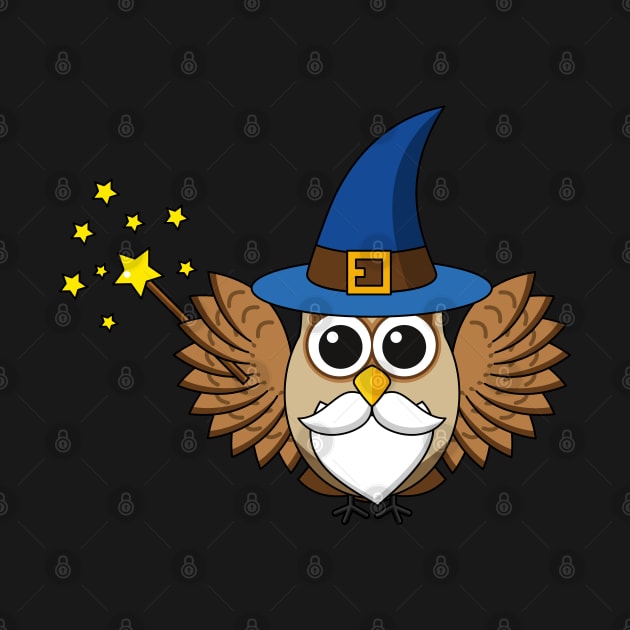 Cute Merlin the Wizard Owl Cartoon by BirdAtWork