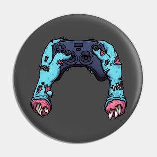 Zombie Hands Holding Video Game Controller Pin