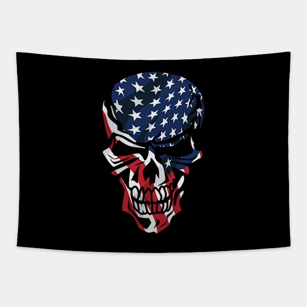 American Flag Skull Tapestry by hobrath