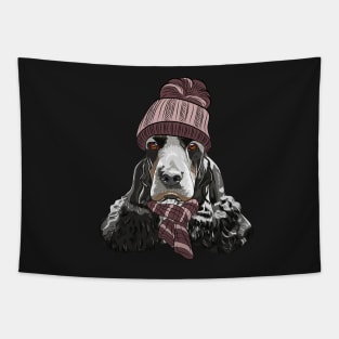 English Cocker Spaniel in winter hat Tapestry