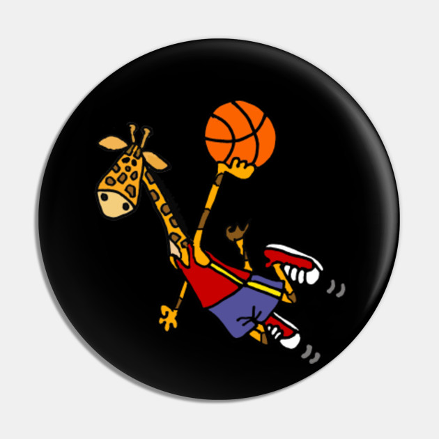 Funny Giraffe Playing Basketball Sports Basketball Pin