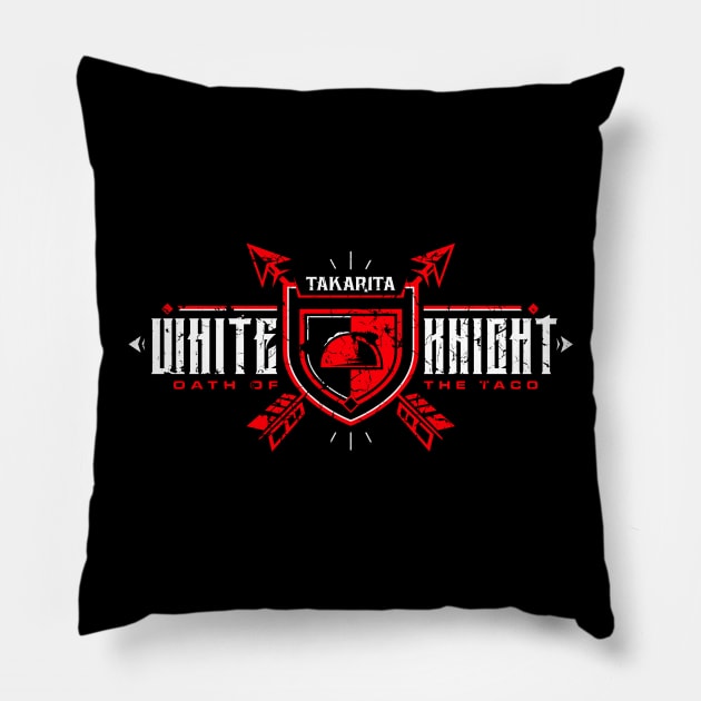 White Knight Red Pillow by Takarita