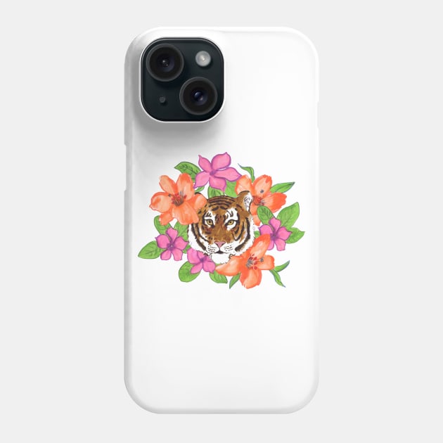 Floral Tiger Portrait Phone Case by Annelie