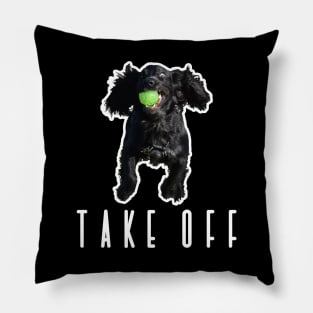 'Take off' funny black working cocker spaniel dog Pillow