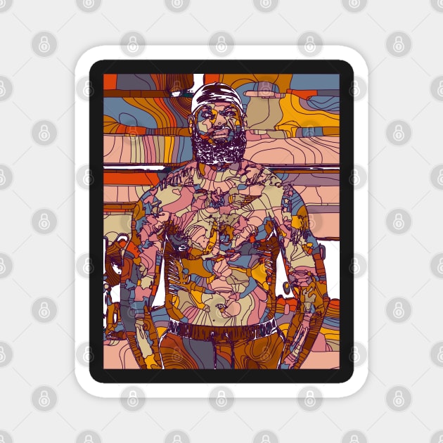 Shirtless Lebron James Geometric Art Magnet by Playful Creatives