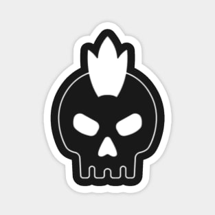 Queen skull, in white, with a crown on a black background. Magnet