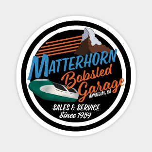 Matterhorn Bobsled Garage - White Circle For Darker Fabrics Magnet