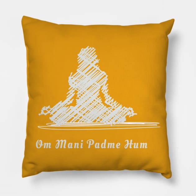 Meditation Sanskrit Buddhist Mantra Om Mani Padme Hum Pillow by kat2016