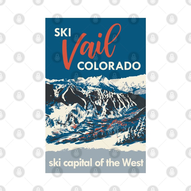 Blue Vail Colorado Vintage Ski Poster by ROEDERcraft