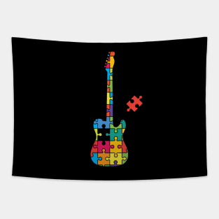 Color Puzzle T-Style Electric Guitar Silhouette Tapestry