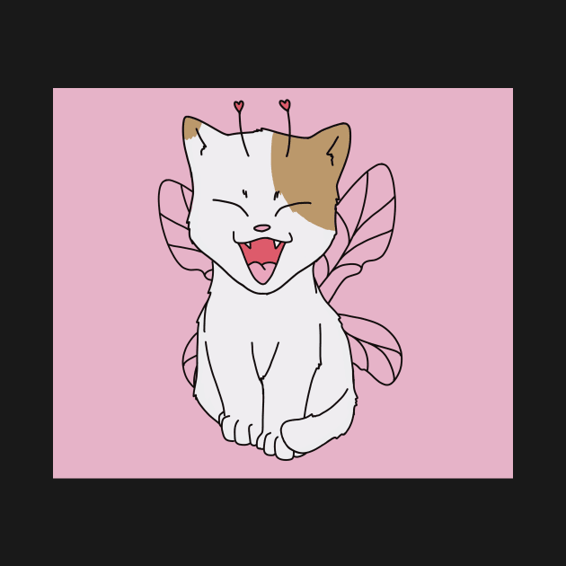 cat fairy cute kawaii cottagecore butterfly pastel pink by maoudraw