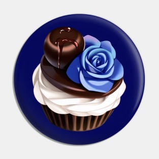 Blue Rose Chocolate Cupcake Pin