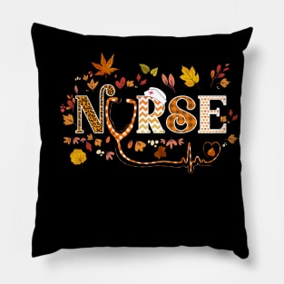 Retro Autumn Pumpkin Fall Nurse Life Thanksgiving Nursing Pillow