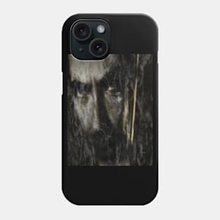 Special processing. Consciousness, king, emerging from dark water. Serious men's face, around waves. Gold. Phone Case