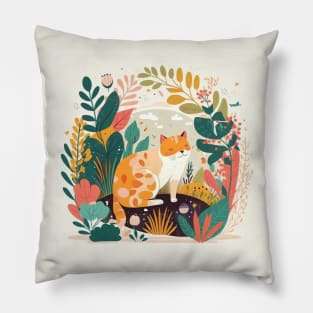 Cute Cat in the Garden Pillow