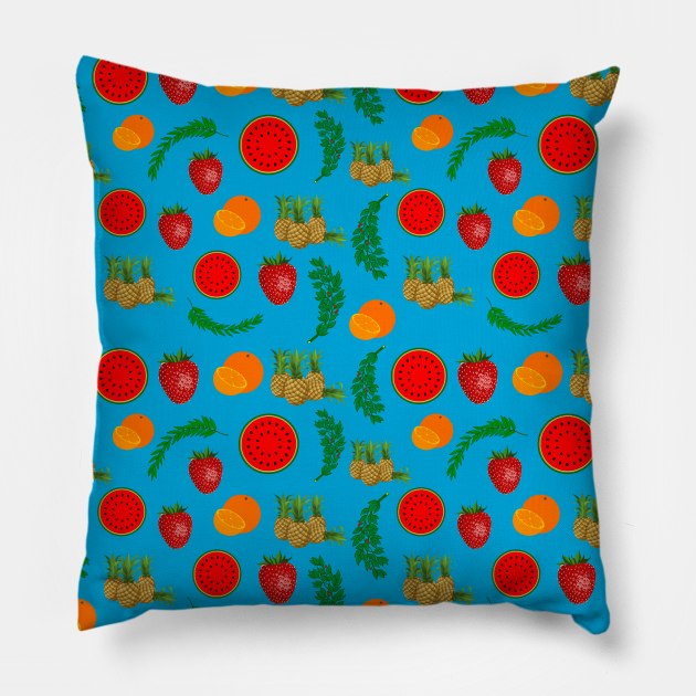 Pineapple And watermelon - Tropical Pillow by ASOR14