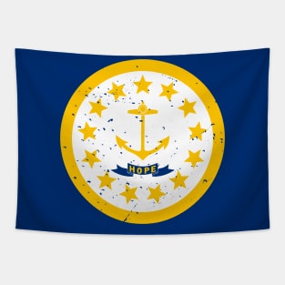 Retro Rhode Island State Flag // Vintage Rhode Island Grunge Emblem Tapestry