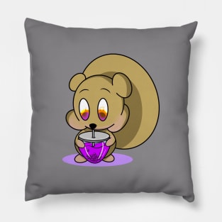 Squirrel Drinking Nut Boba! Pillow