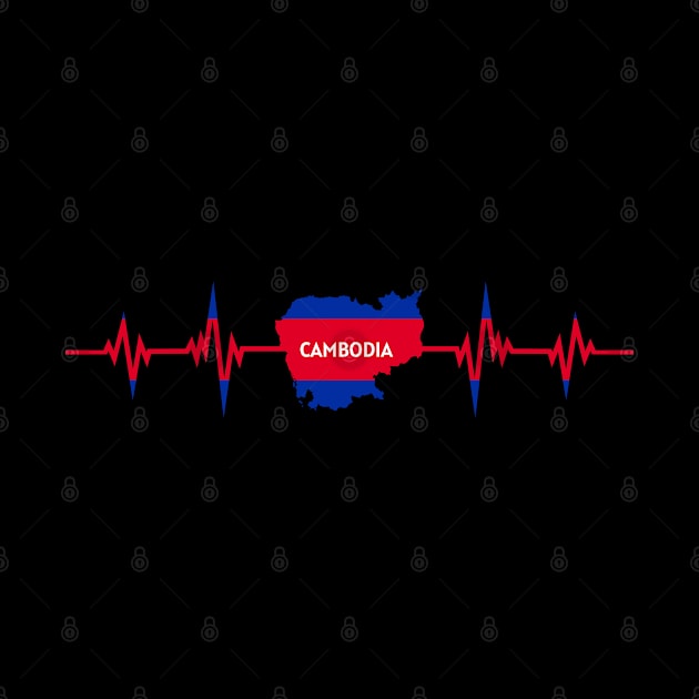 Heartbeat Map Design Cambodian Flag Cambodia by MGS