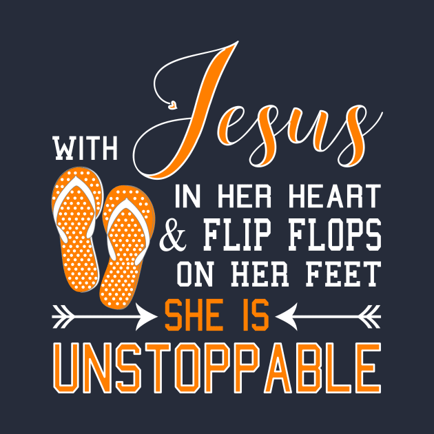 WITH JESUS IN HER HEART & FLIP FLOPS ON FEET She Is product by nikkidawn74