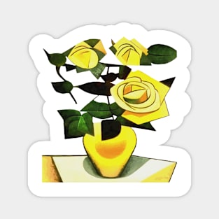 Yellow Roses Geometric Abstract Cut Out Magnet