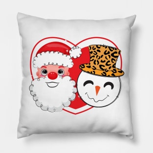 Double Christmas Santa Snowman Cute 2 Pillow