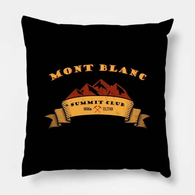 Mont Blanc Summit Club Alps Mountaineering Gift Pillow by Dolde08