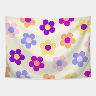 Flower Power Pattern on Yellow Tapestry